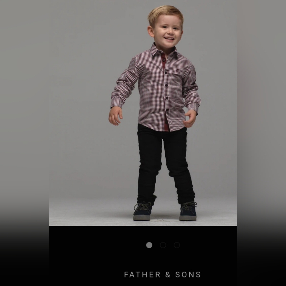 Father & Sons Burgundy Check Shirt, Young Boys sz 12 year-old.